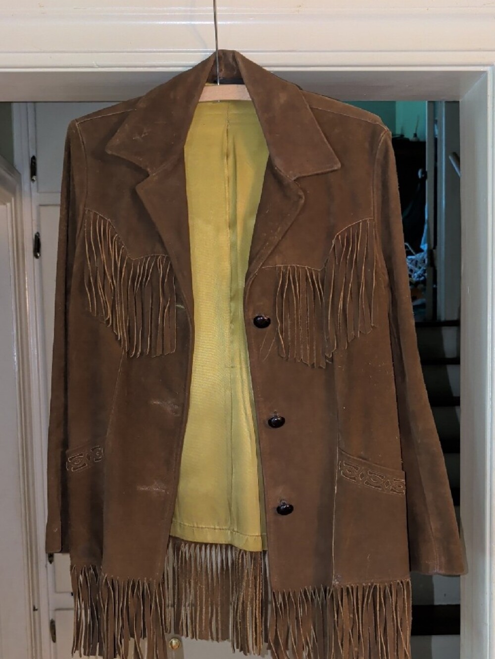 Women’s Brown Suede Fringe Leather Jacket - Picture 5 of 5